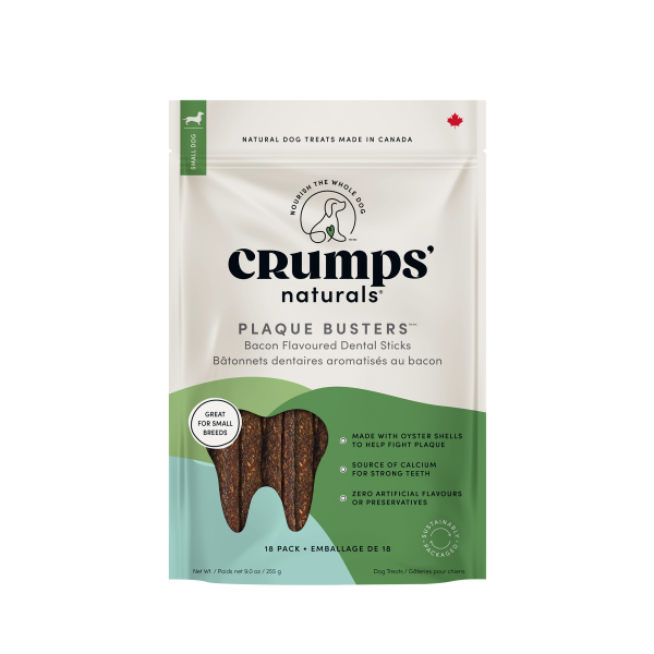 Crumps' Naturals Dog Plaque Busters Bacon 3.5"" 18pk"