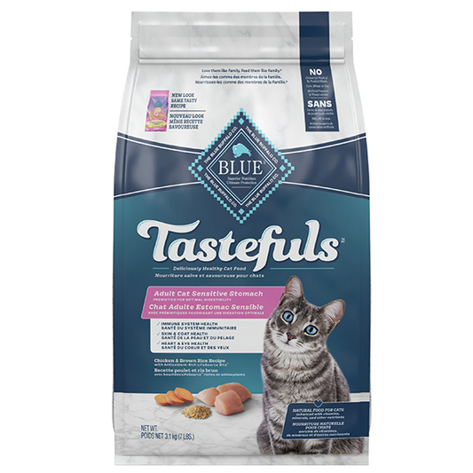 Blue Cat Tastefuls Adult Sensitive Stomach Chk&BrRice 7 lb