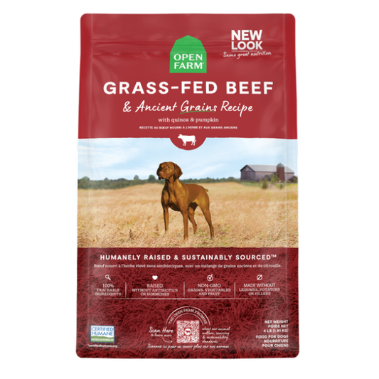 Open Farm Grass-Fed Beef & Ancient Grains Recipe Dry Dog Food, 4-lb (Size: 4-lb)