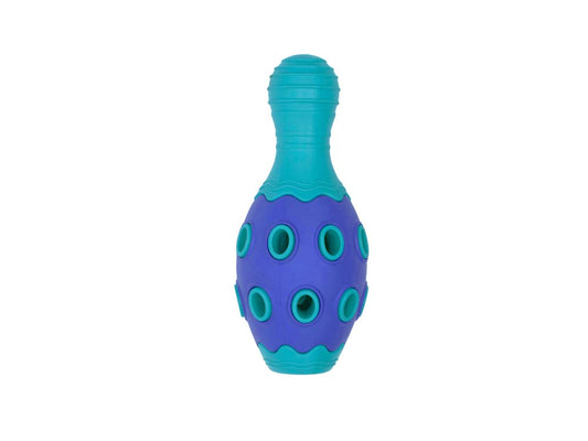 BUDZ Rubber Dog Toy Astro BOWLING PIN 6" BLUE