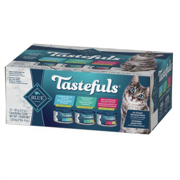 Blue Cat Tastefuls Adlt VrtyPk Tuna/Chk/FshShrmp Flkd 12/3oz