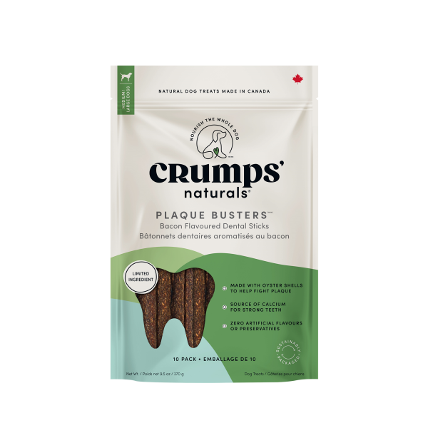 Crumps' Naturals Dog Plaque Busters with Bacon 7" 10 pk