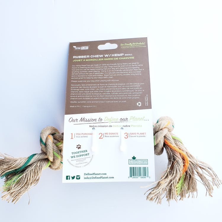 DEFINE Pkanet Dog Rubber Bone With Hemp SMALL