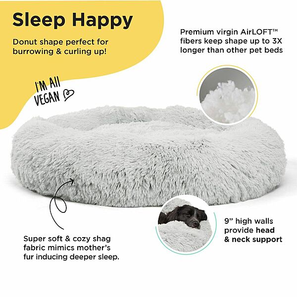 Donut Shag Bed Grey XLarge 45x45