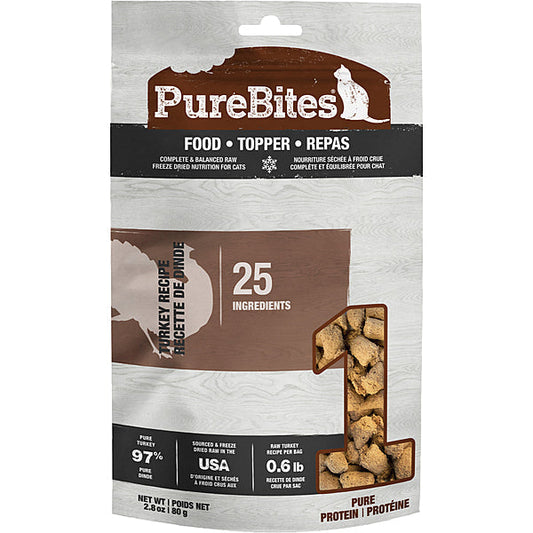 PureBites Turkey Recipe Freeze-Dried Cat Food Topper, 2.8-oz (Size: 2.8-oz)