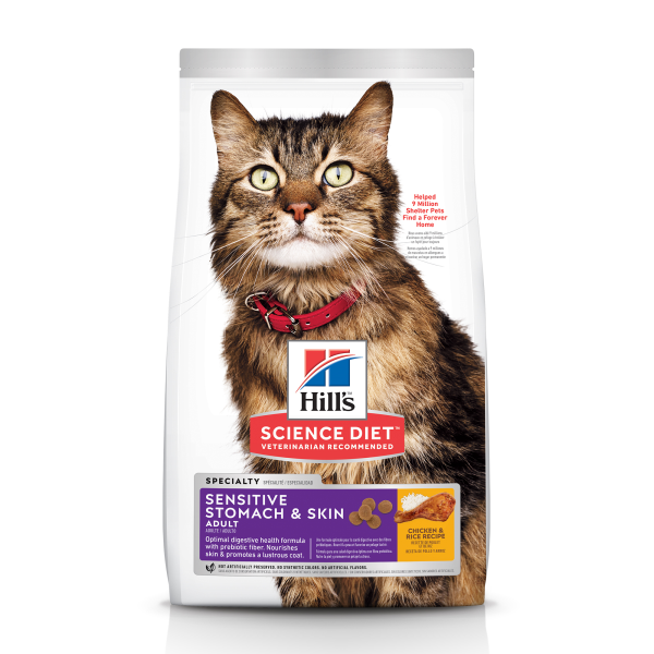 Hills Sciuence Diet Cat Adult Sensative Stm& Skn Chk. 3.5 Lb