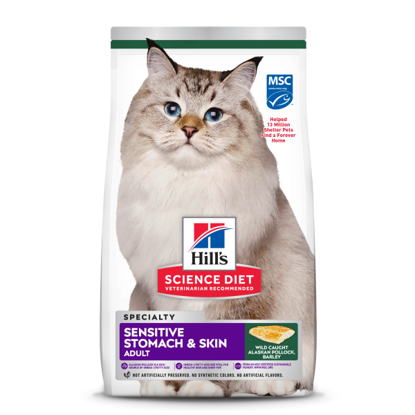 Hills Science Diet Cat Adult Sensative Stm&Skn Pollock 3.5Lb