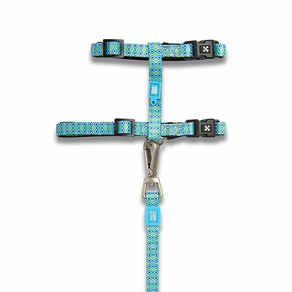 Neoprene Harness w/Leash Retro Blue | Cat