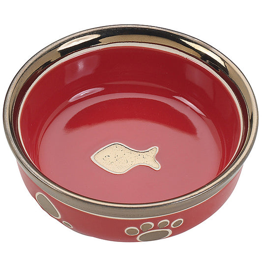 Ritz Copper Rim Cat Dish Red 5"