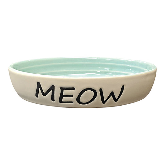 Speak to Me "Meow" Oval Dish Green 6" | Cat