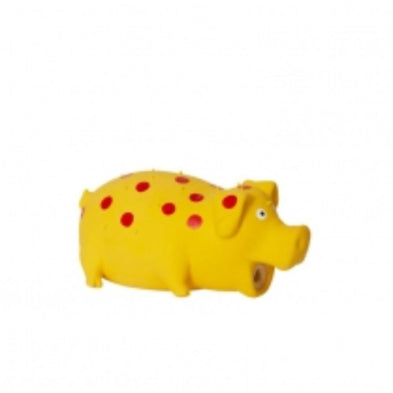 BUDZ Latex Dog Toy Spotted Pig Squeaker Yellow